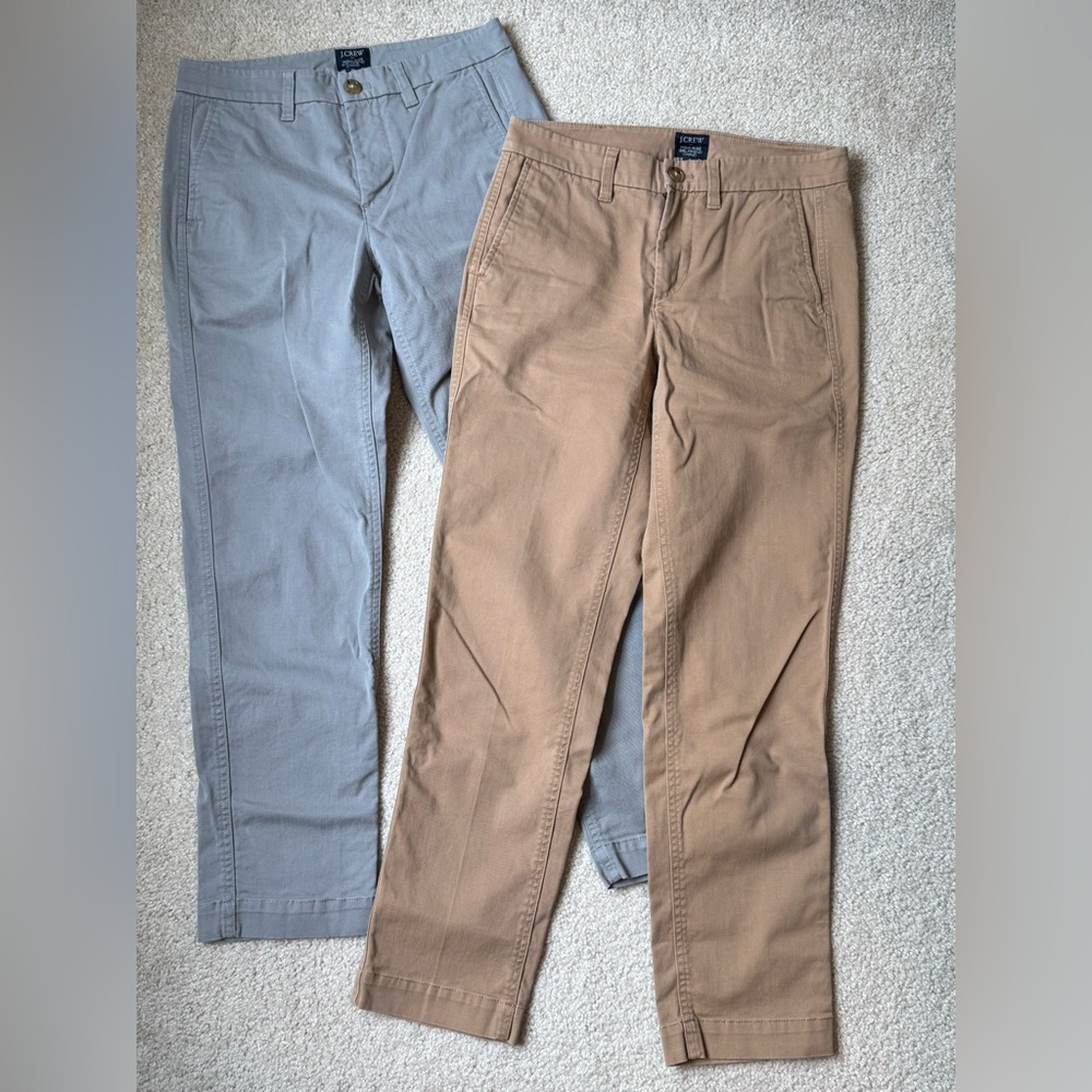 J. Crew Factory High Rise Girlfriend Chino Pants Bundle Straight Leg Size 0 - Picture 1 of 13